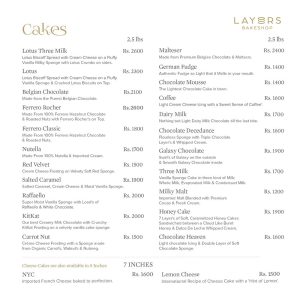 Layers Bakeshop Price List