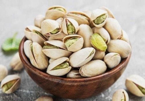 Pistachios Nut in brown bowl