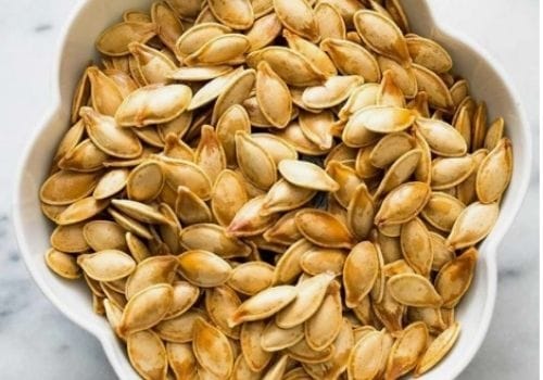 pumpkins Seeds white bowl
