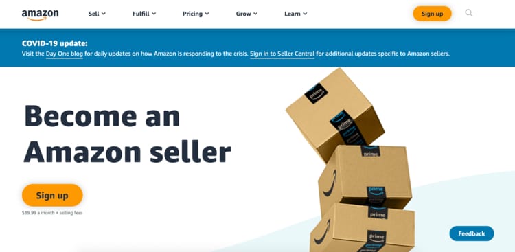 Sign up as a seller on amazon