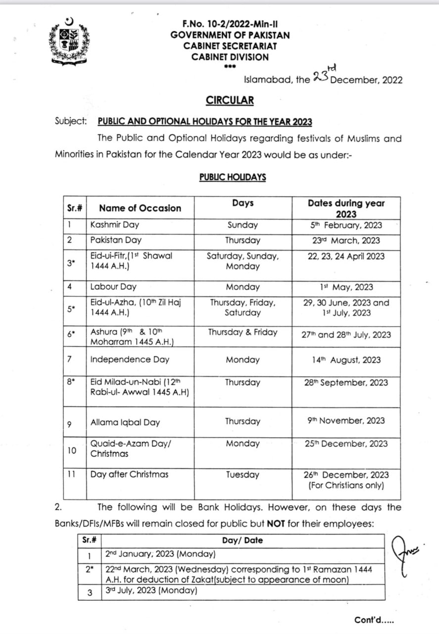 Public Holidays in Pakistan 2023 List] Entertainment Bracket