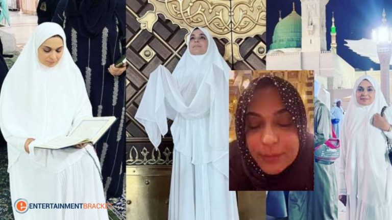 Meera films herself while praying inside Masjid-e-Nabawi